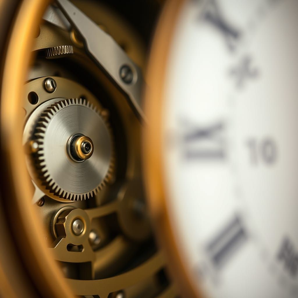 Macro Photograph of a Clock Mechanism