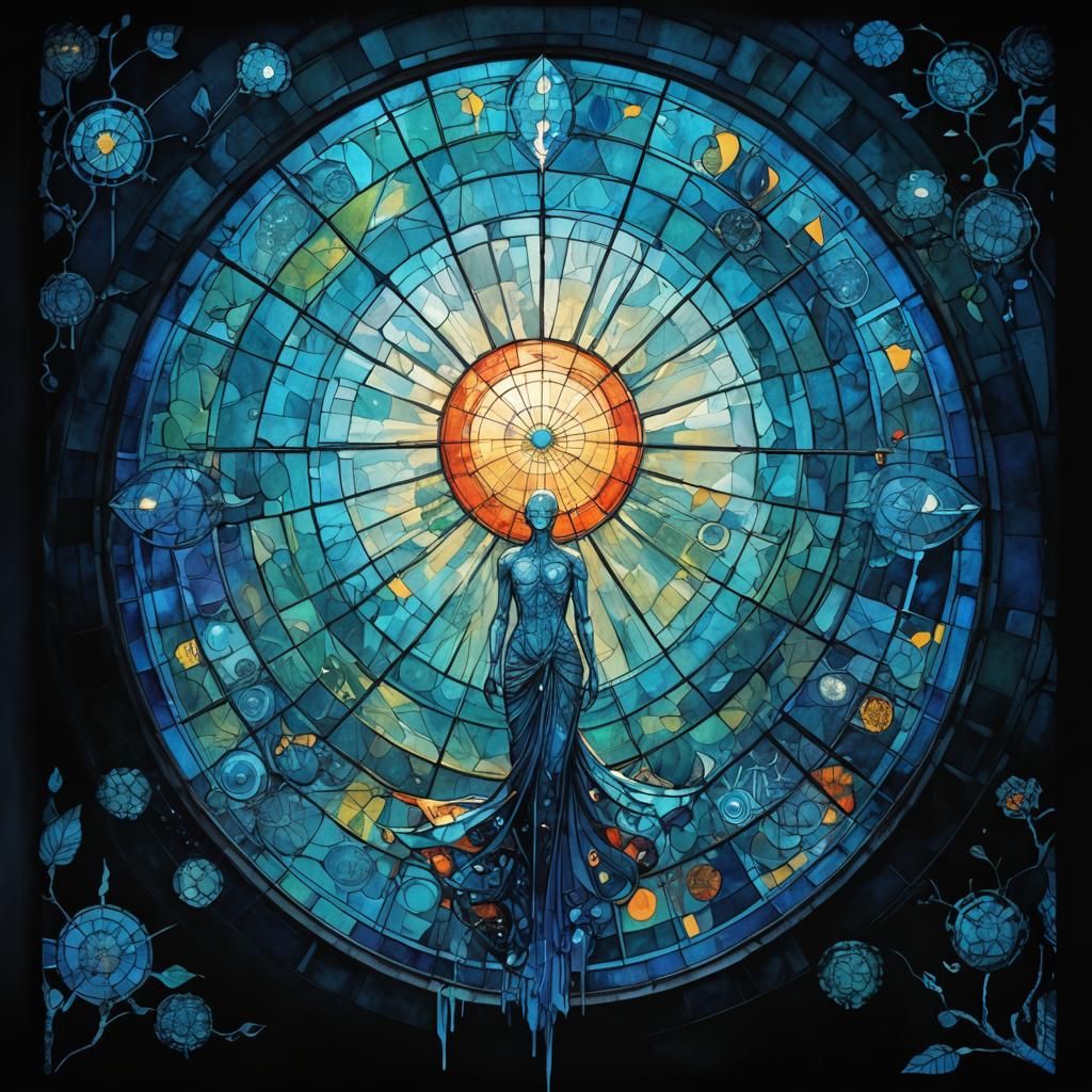 Detailed Stained Glass in Art Brut Style