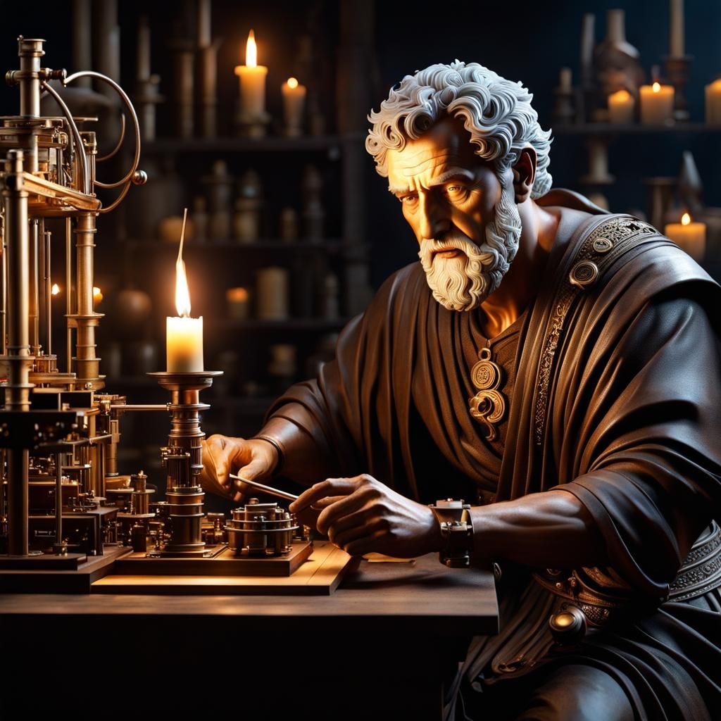 Plato's Elaborate 3D Printer in Ancient Workshop