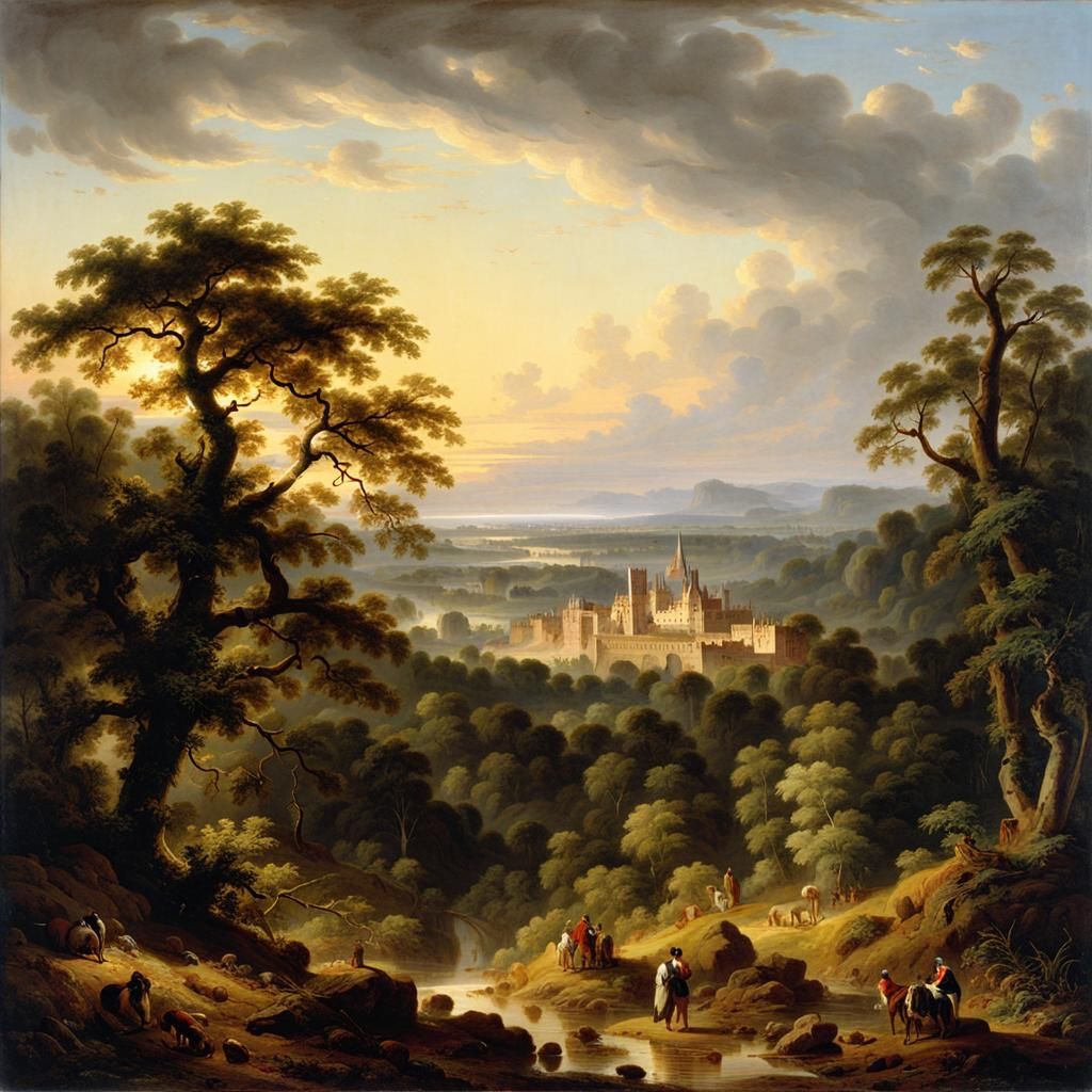 Distressed Sheep in Winter Landscape Painting