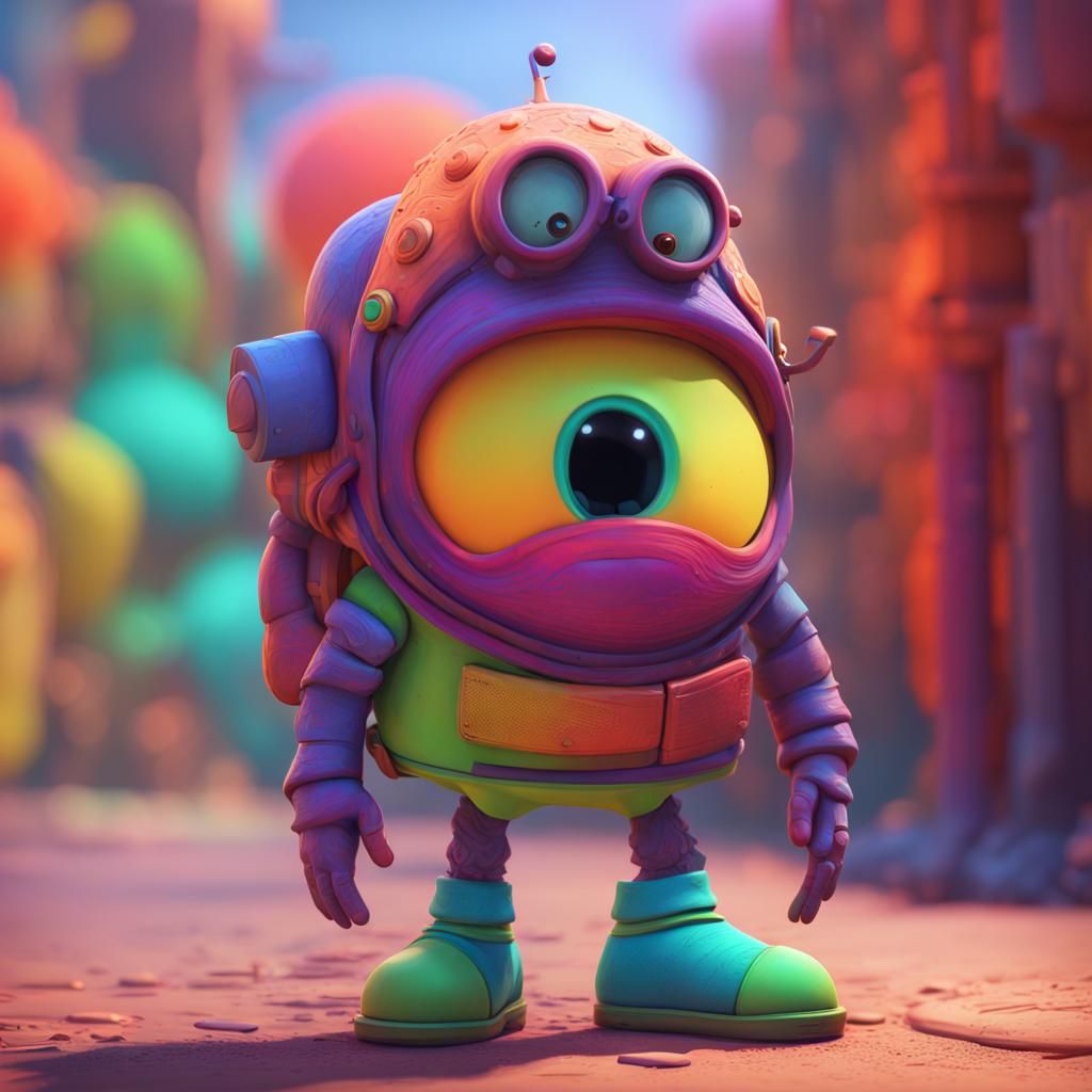 Colorful Stalker in Pixar-Style 3D Digital Art