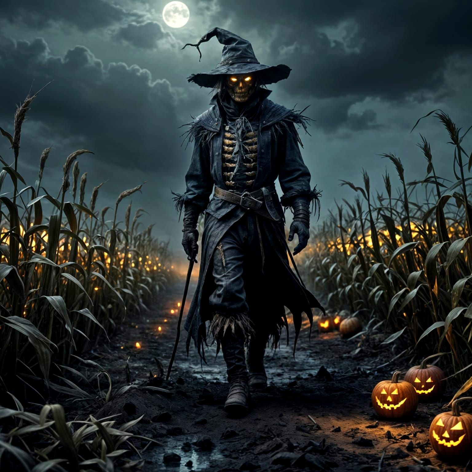 Gothic Scarecrow Like Jeepers Creepers In Corn Field