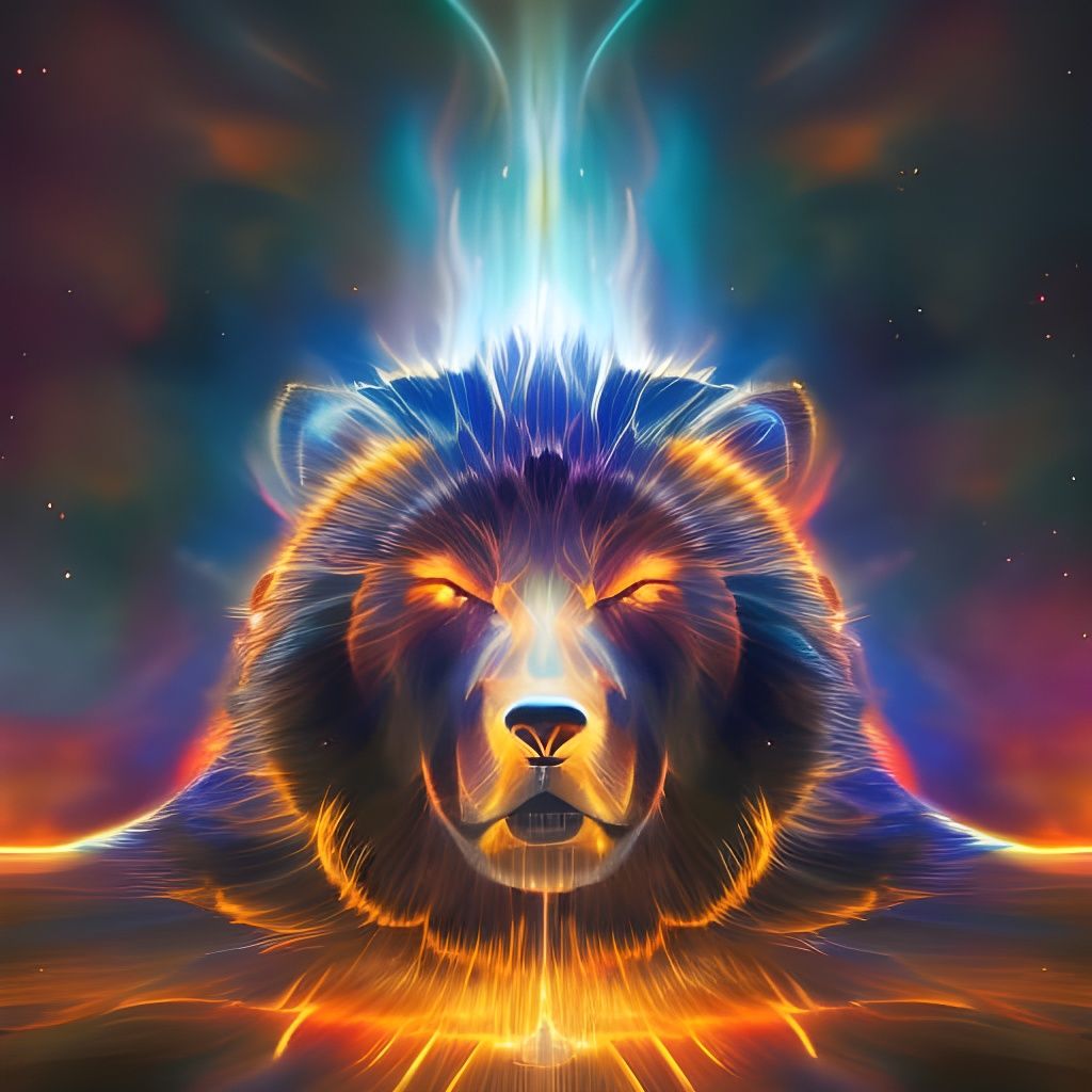 Spectral Grizzly Bear Asleep in Galaxy