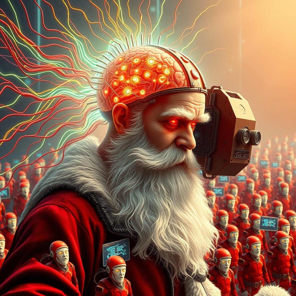 Neon Circuitry Santa Controls Global Robot Army
