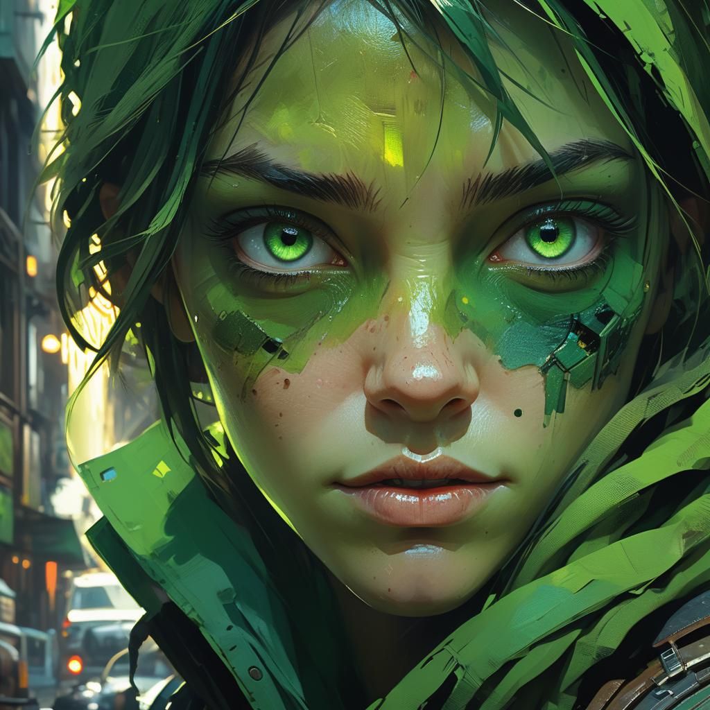 Striking Green Eyes in Photorealistic Style