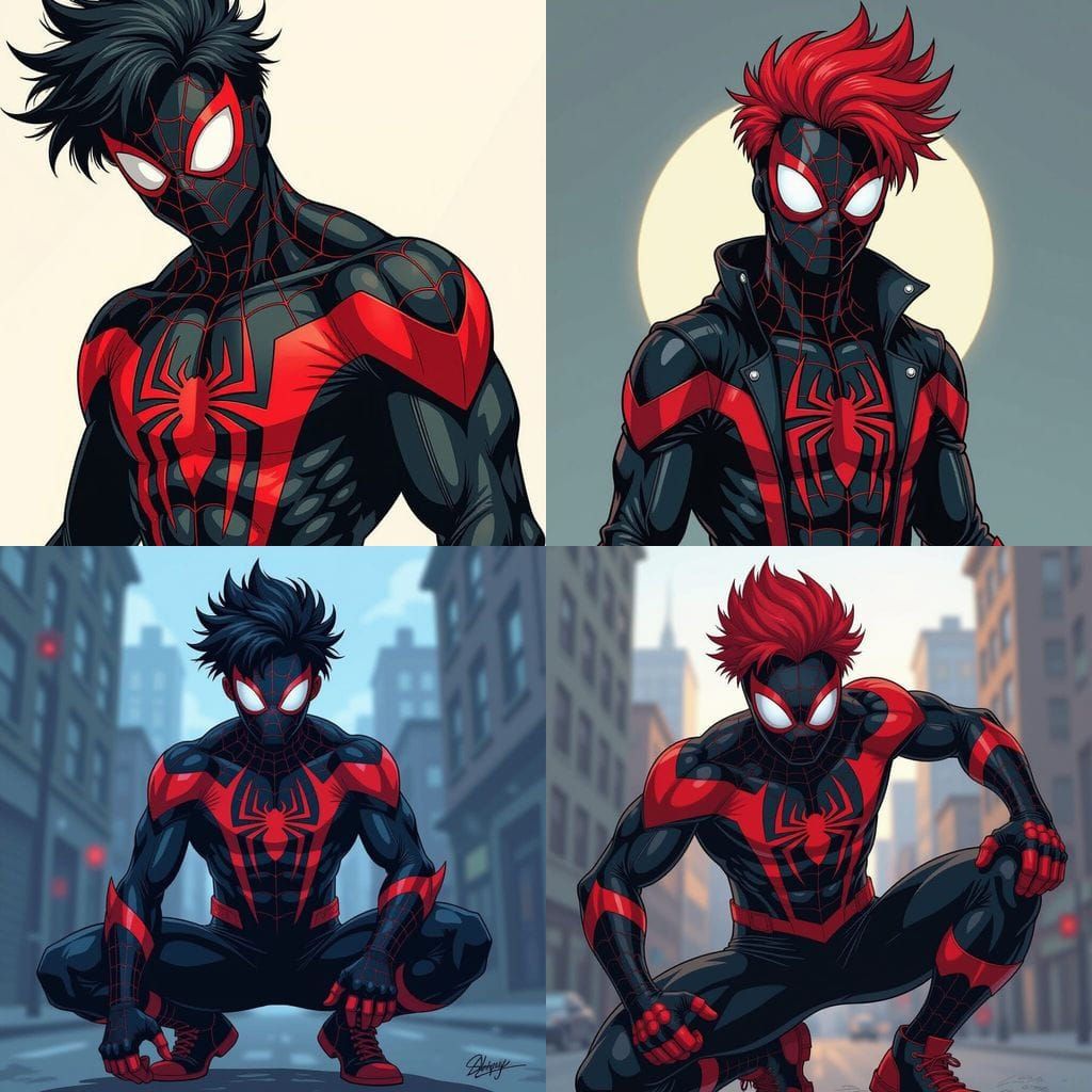 Spider-Punk in Symbiote Suit, Golden Age Comic Style Art