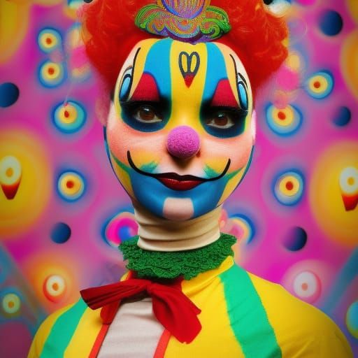 Woman in Clown Outfit, Chinese Brush Painting Style