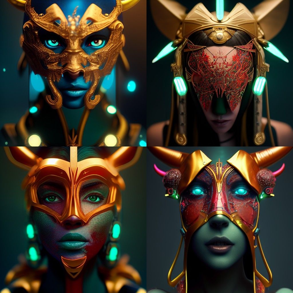 Neonpunk Portrait with Blue Horns in UHD