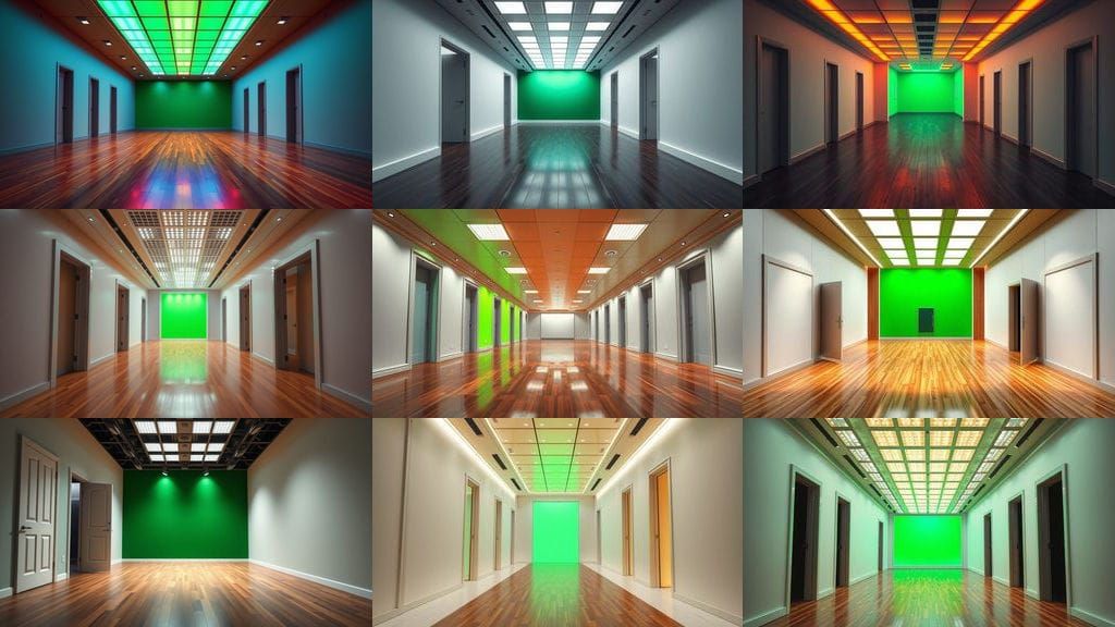 Modern Television Studio Hallway with High Lighting