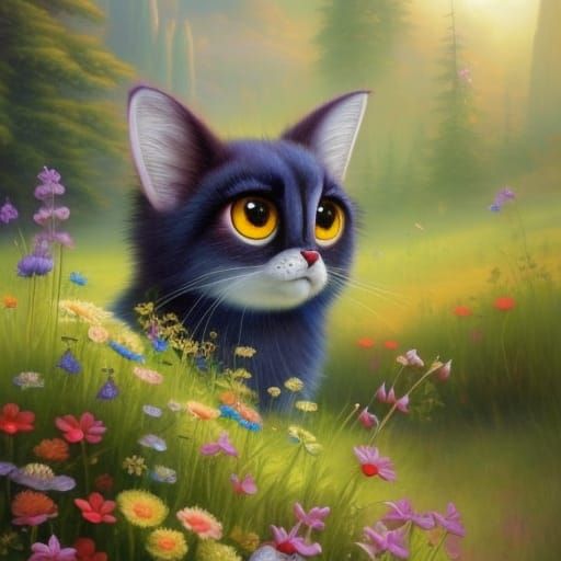 Ethereal Creature in Meadow, Fantasy Art Style