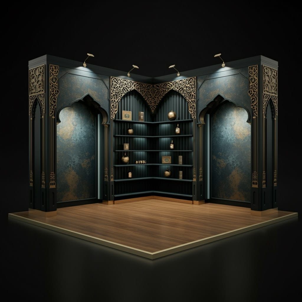 Luxurious Exhibition Booth in Fantasy Concept Art Style
