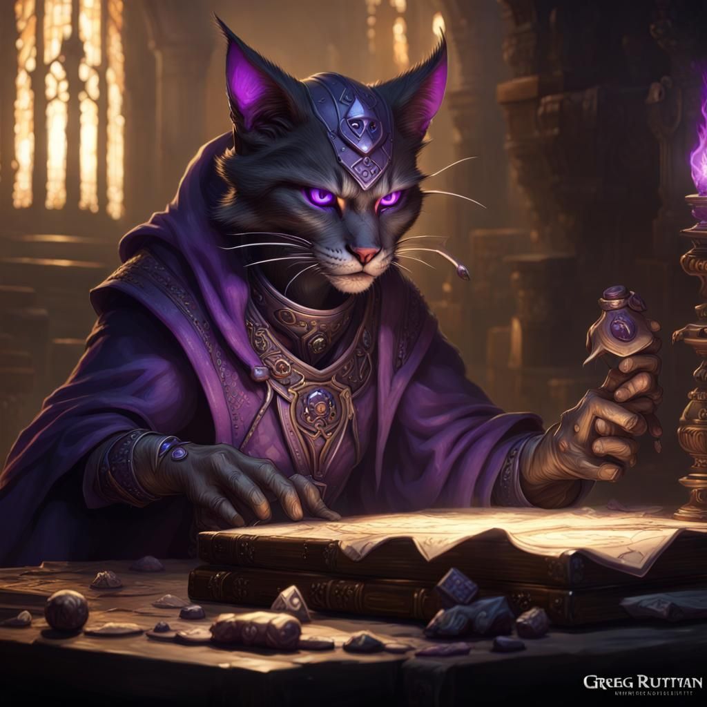 Tabaxi Shadow Sorcerer Archeologist in Dark Fantasy Style