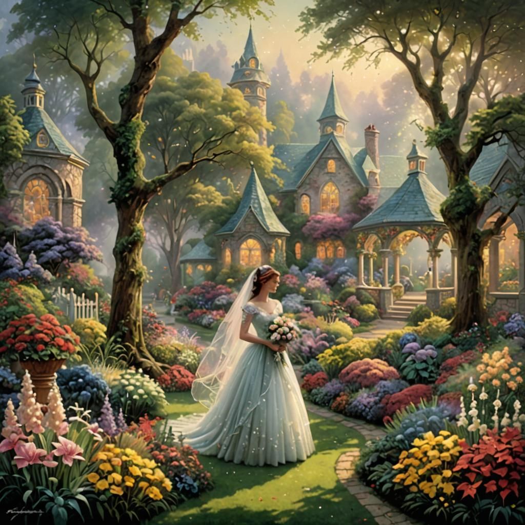 Ethereal Garden Wedding in Kinkade Style