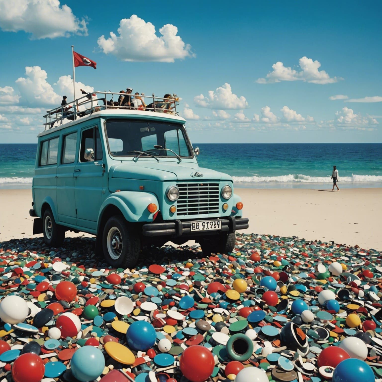 Surreal Plastic Beachscape in Digital Art Style