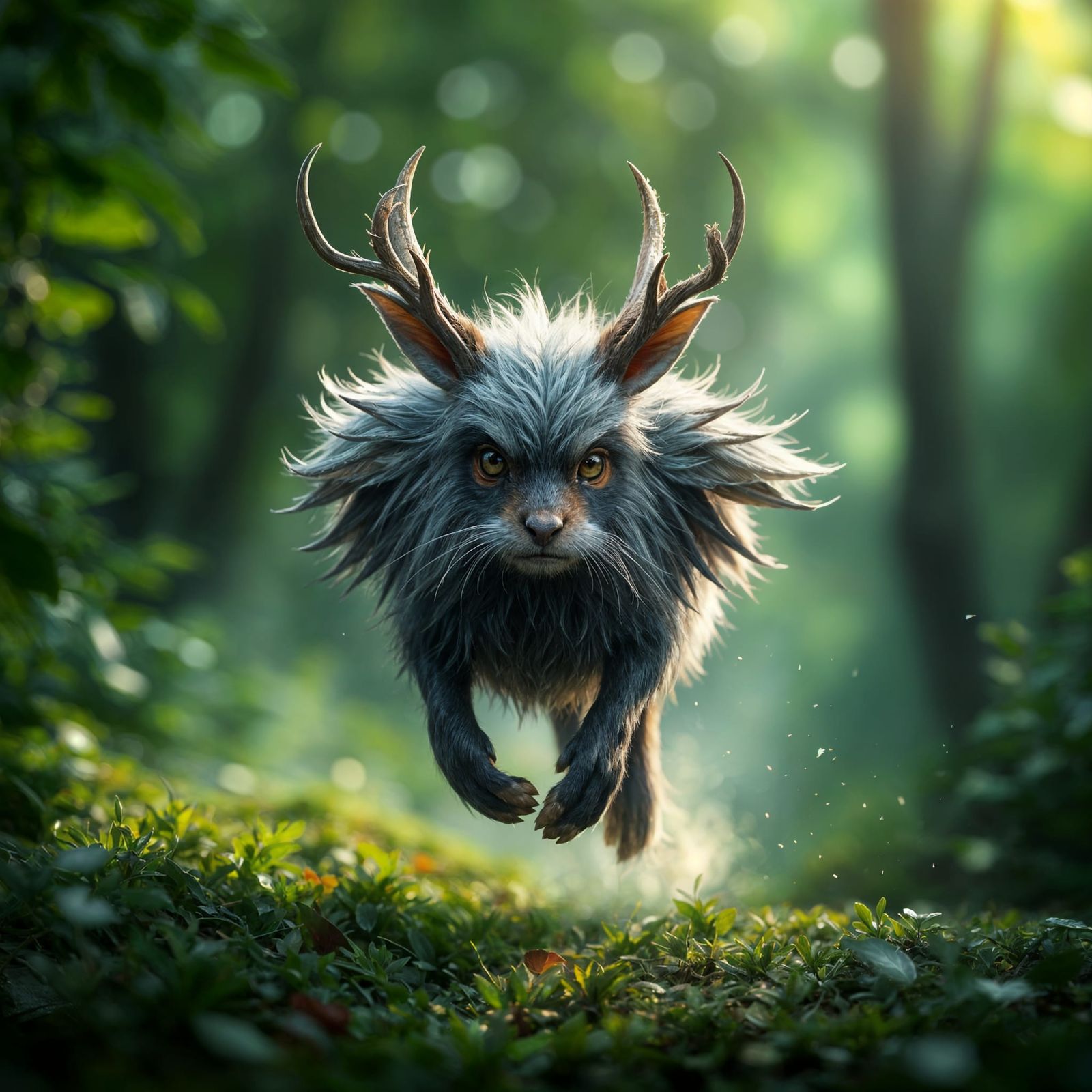 Surreal Mythical Creature in Ethereal Forest Landscape