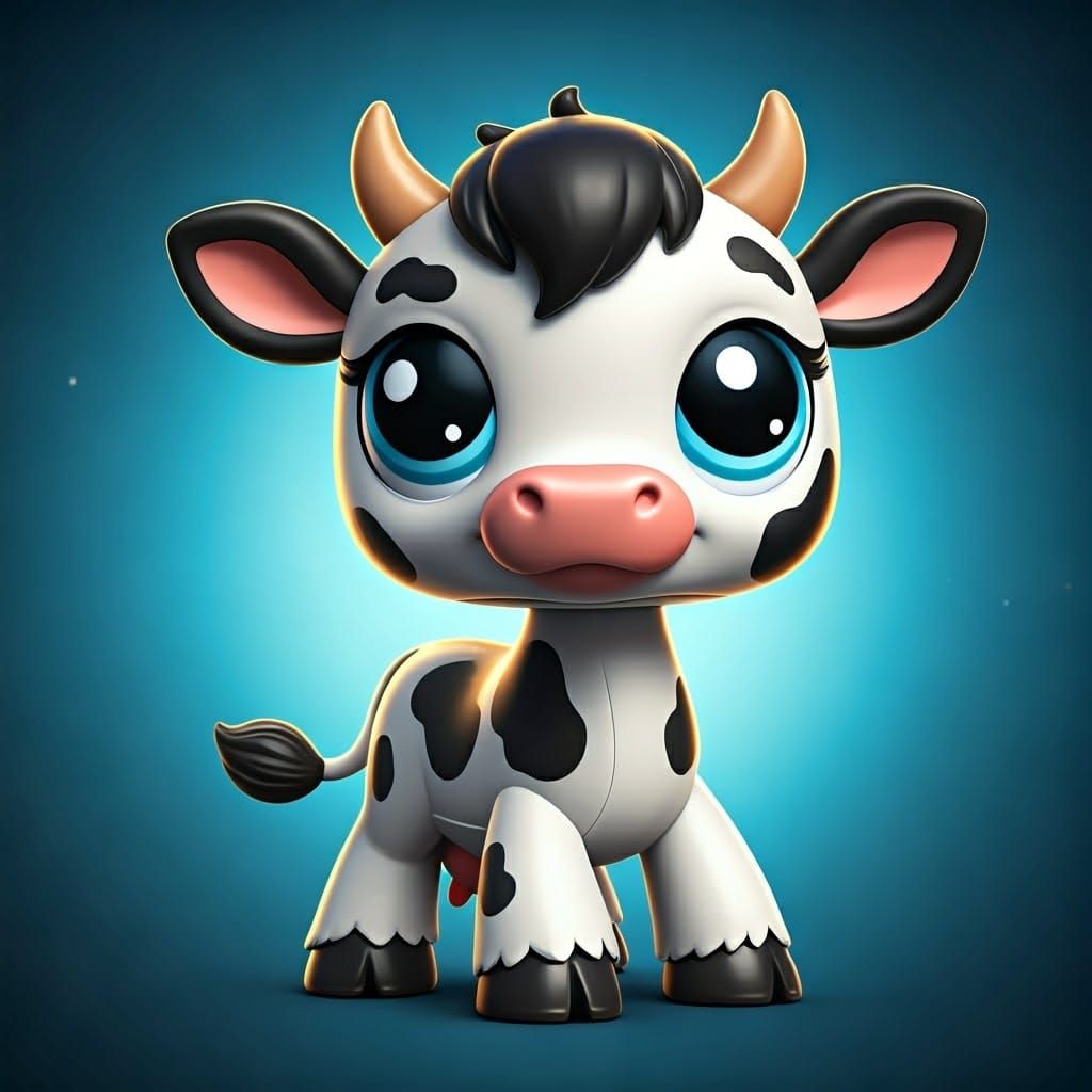 Vibrant LPS Cow Toy in Sunset Glow