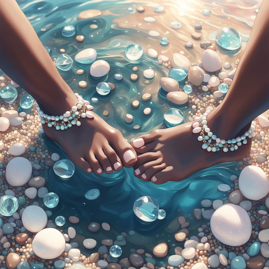 Beaded Anklets on Feet: 3D Anime Art
