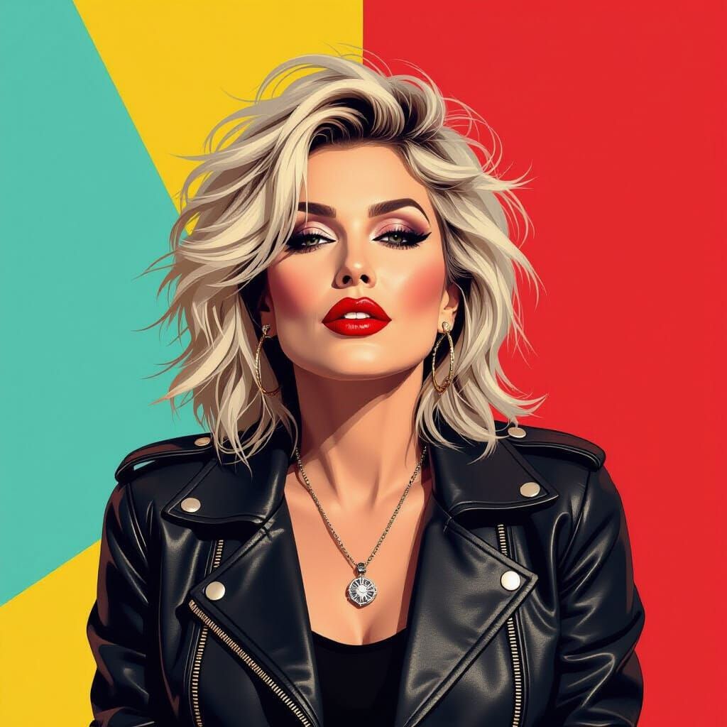 Punk Portrait with Bold Colors and Geometric Elements