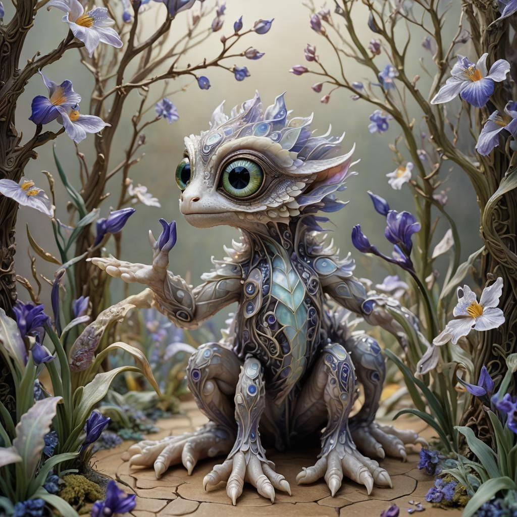 Fantastical Miniature Creature in Academic Setting