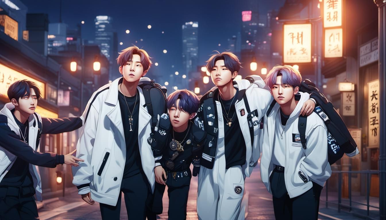 BTS Funny Night Trips in 3D Anime Art