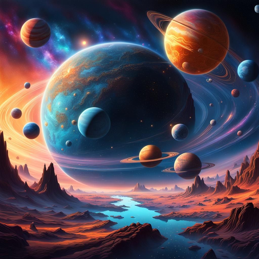 Celestial Bodies Float in Endless Void