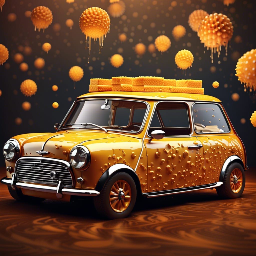 Cheddar Cheese Mini Cooper in Pop Art Style