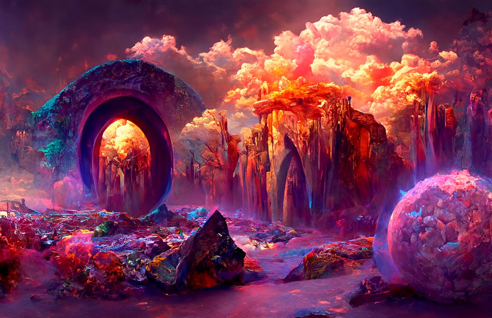 Mystical Geode Portal Reveals Alien Garden