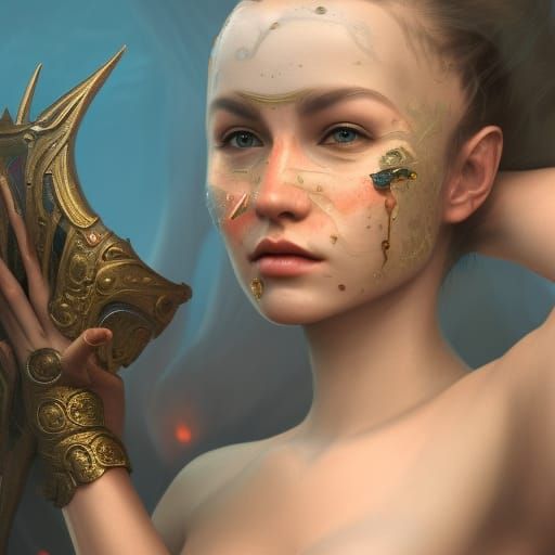 Person with Bandage: Detailed Fantasy Matte Painting