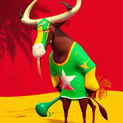 Senegalese Eland Mascot for Dakar Olympics in Detailed Paint...