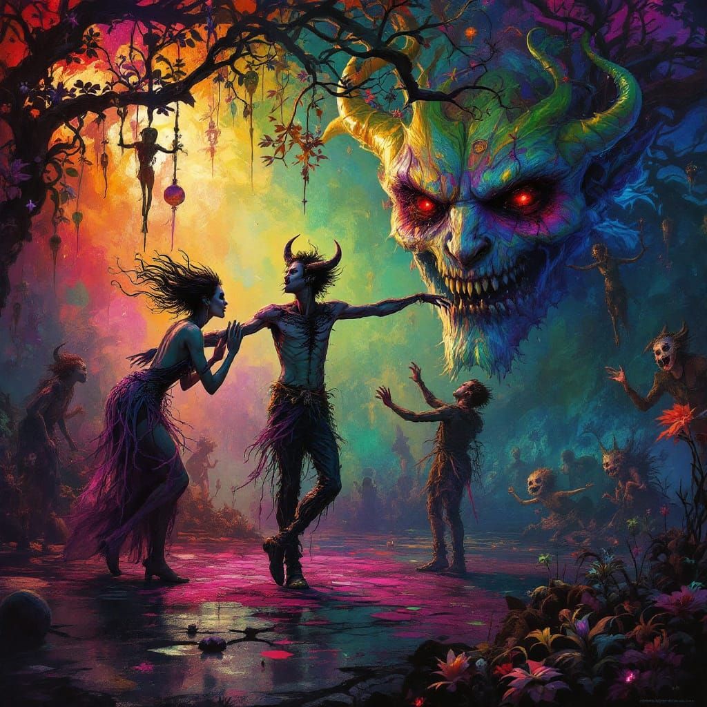 Vampires Dancing in Psychedelic Expressionism