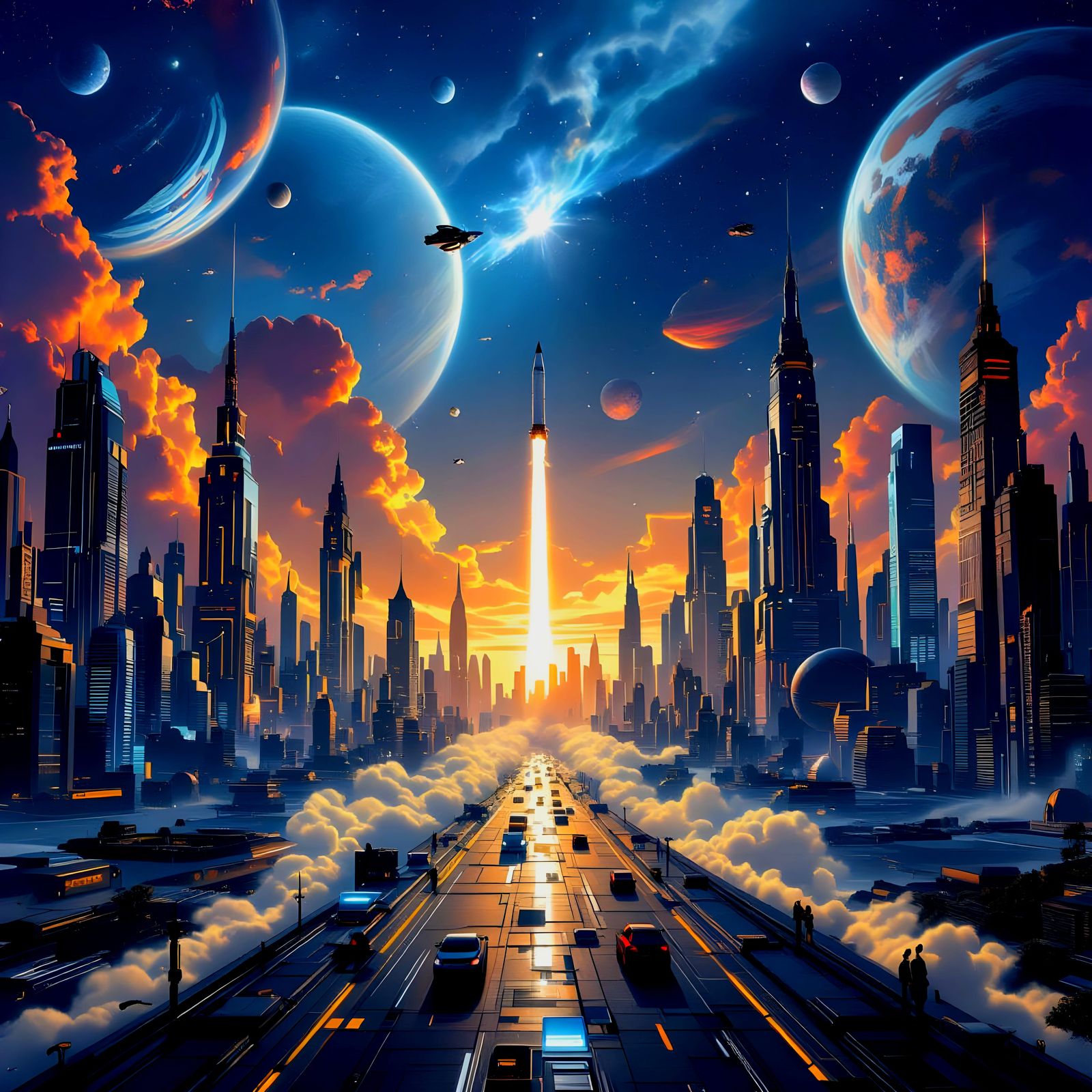 Futuristic Cityscape on an Alien World