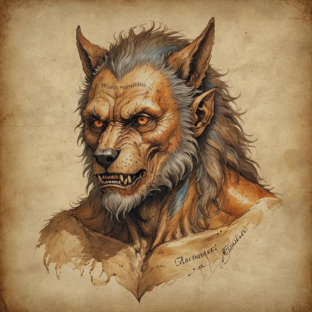 Renaissance Anatomical Drawing of a Werewolf