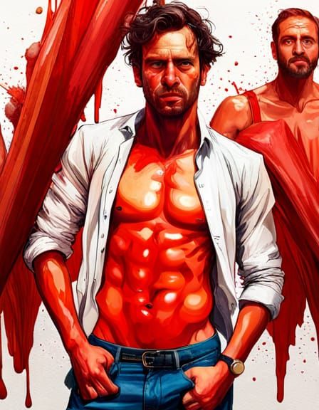 Tomatina participant and he has a 6 pack. And I don't mean t...