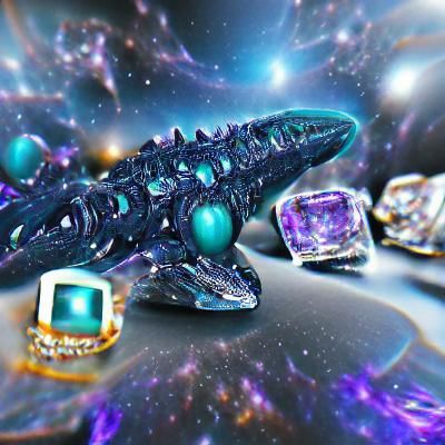 Gemstone Leviathan in Galactic Space, 3D Render