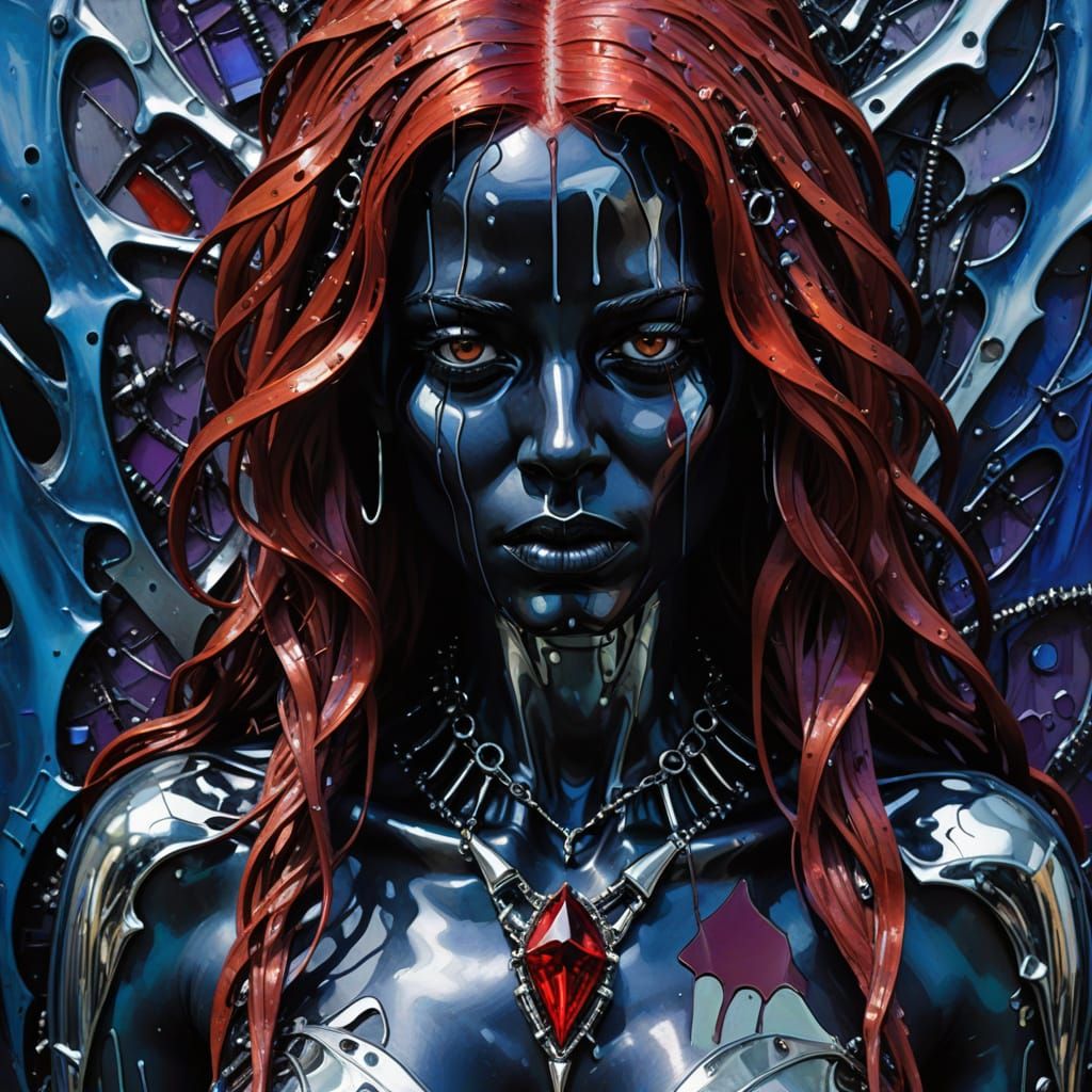 Abstract Expressionist Figure with Chrome Hearts Jewellery