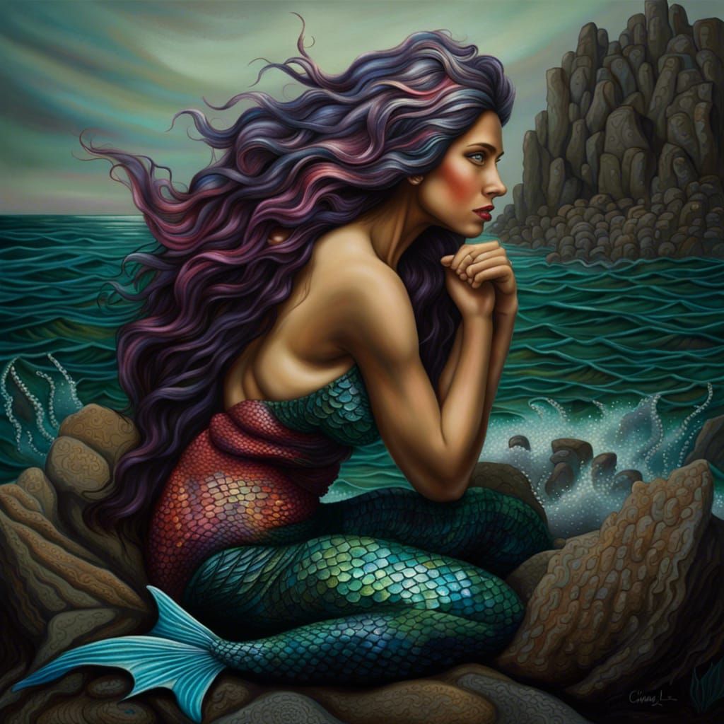 Gorgeous Mermaid Portrait in Painterly Style
