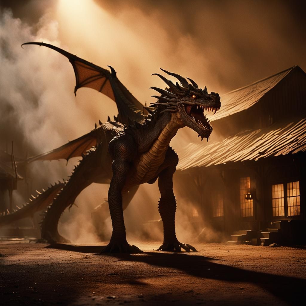 Dragon in Roadhouse: A Cinematic Film Noir Scene