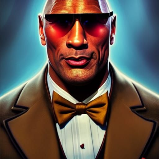 Dwayne Johnson as Willy Wonka: Hyperdetailed Portrait