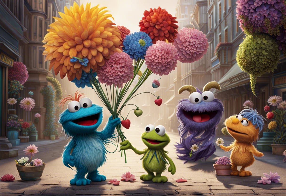 Adorable Chibi Monster and Friend, Watercolor Art