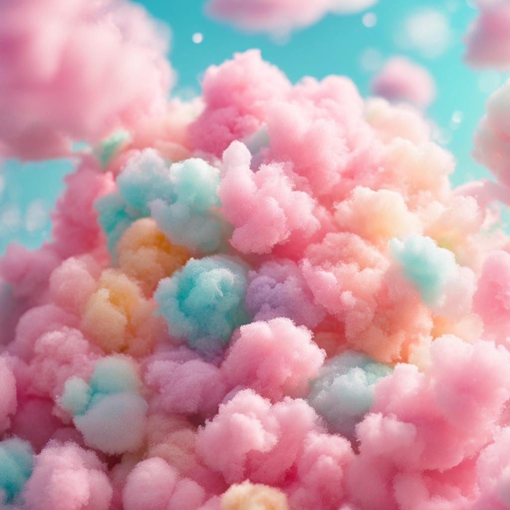 Whimsical Cotton Candy in Pastel Digital Art
