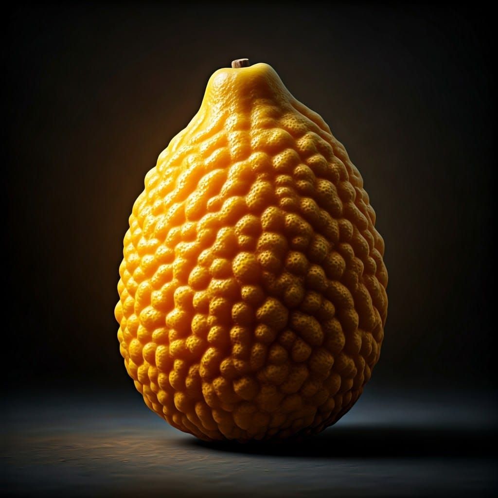 Vibrant Etrog with Golden Hues on Black Background