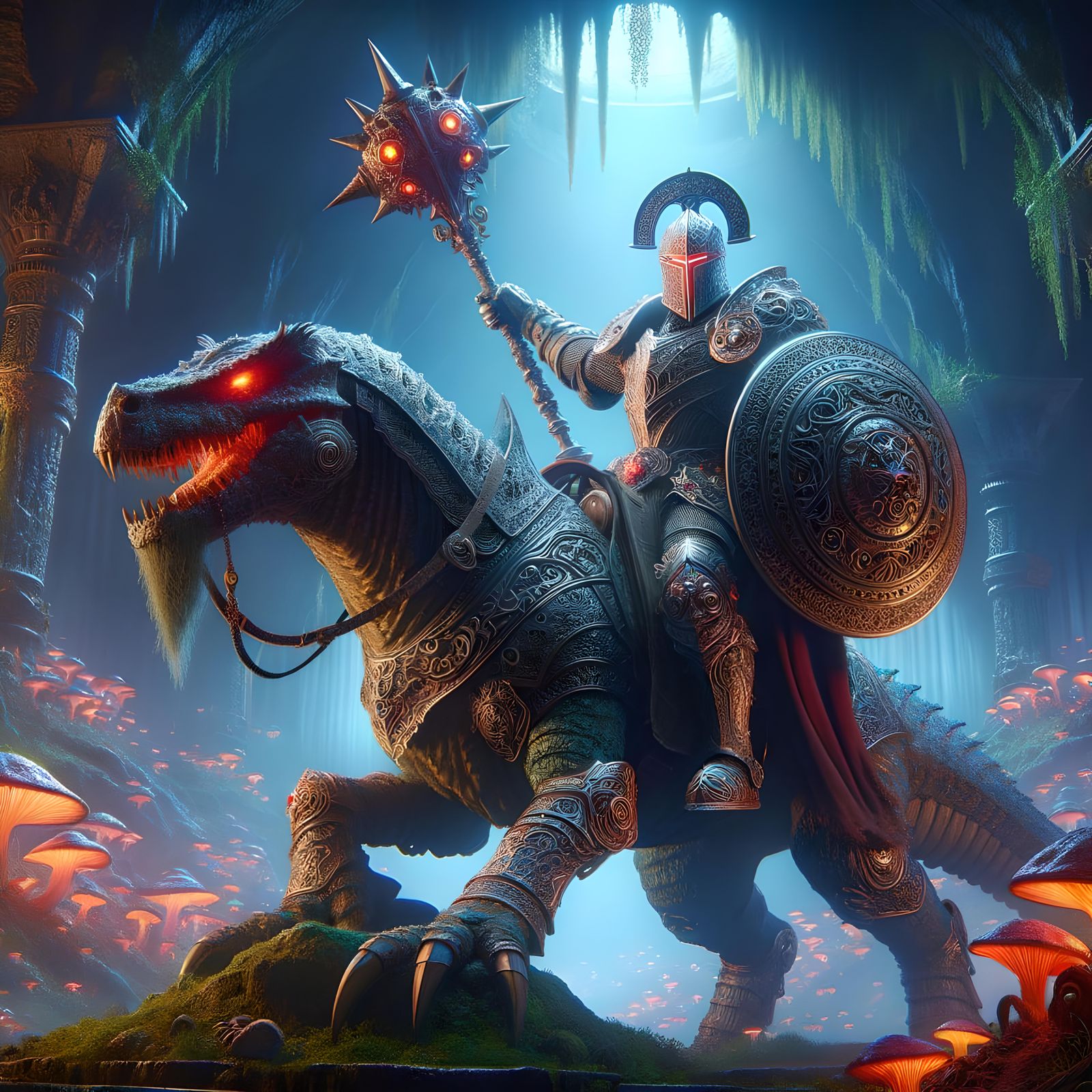 Paladin on Lizard Mount in Phosphorescent Cave