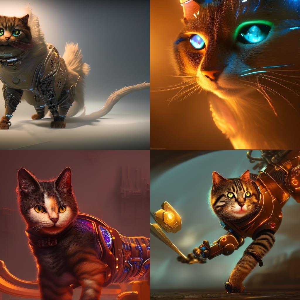 Detailed Robotic Cat Matte Painting in 8k