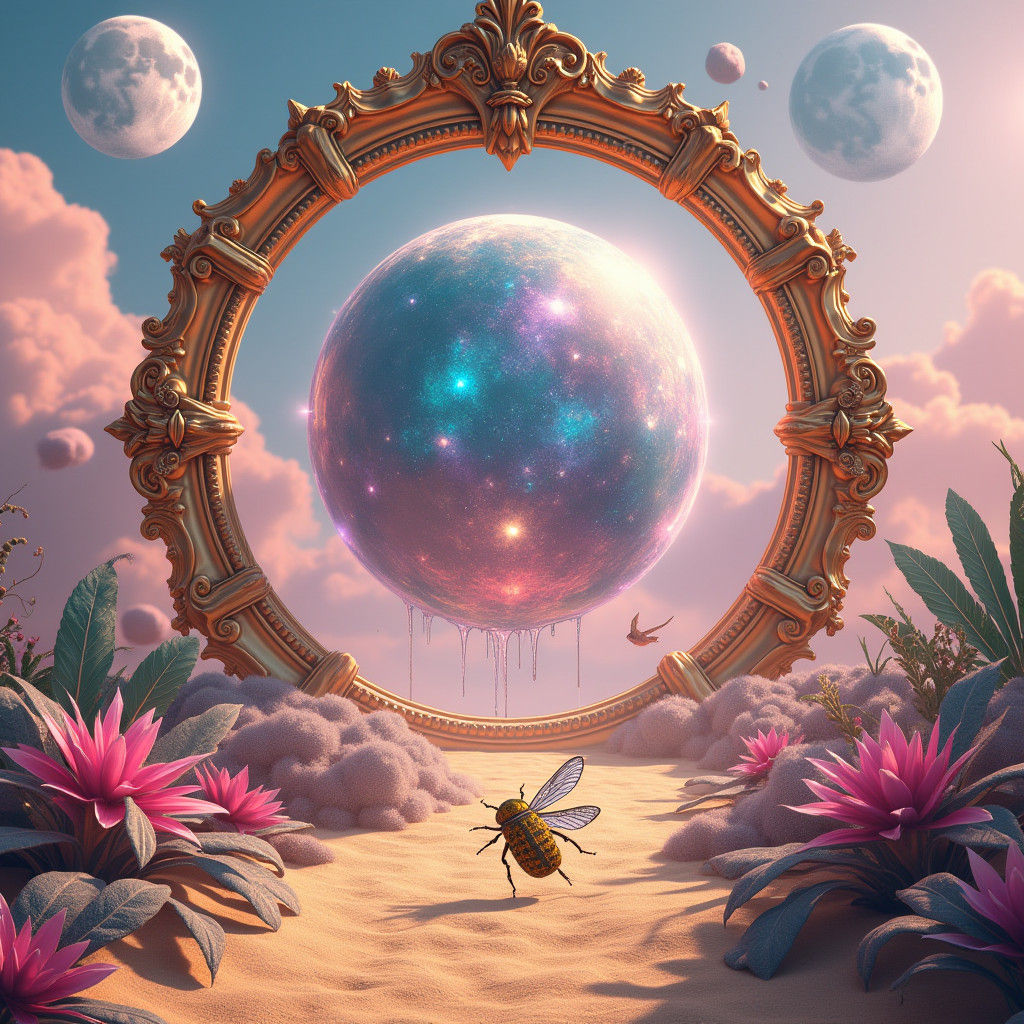 Cosmic Portal in Rococo Frame with Dripping Goo