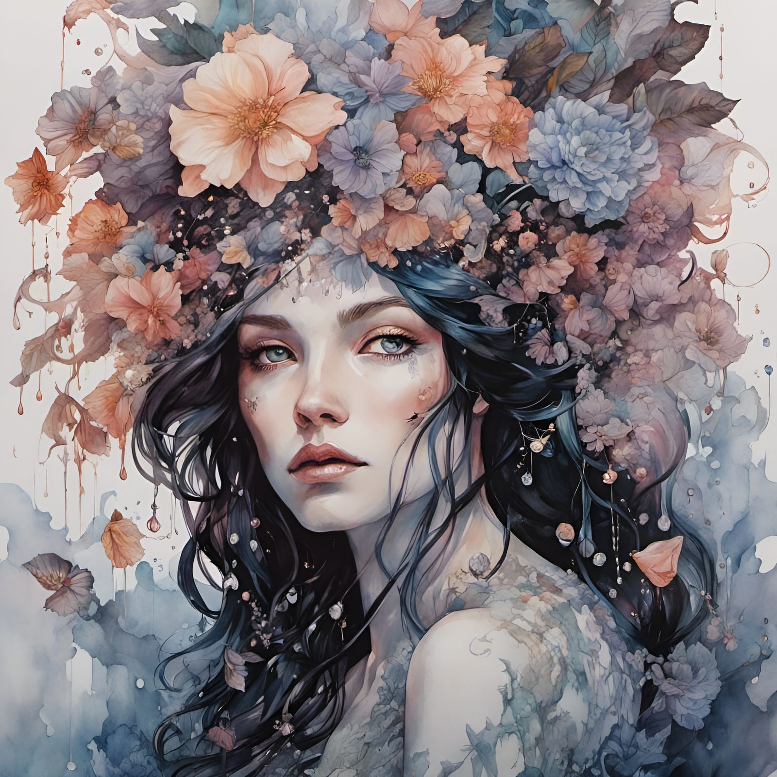 Magical Ghost Goth Queen Dripping Flowers