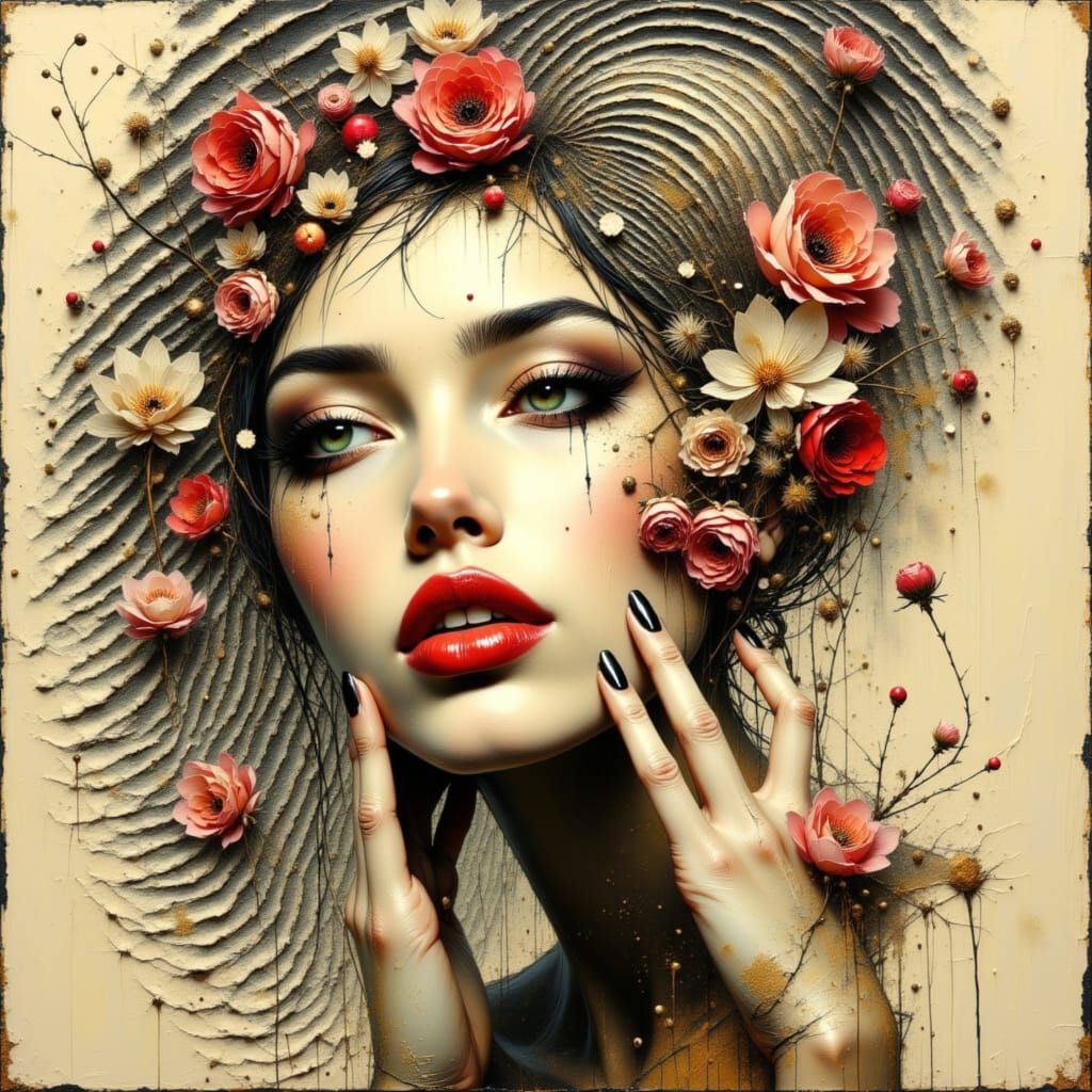 Surreal Fingerprint Portrait in Oil Paint Style