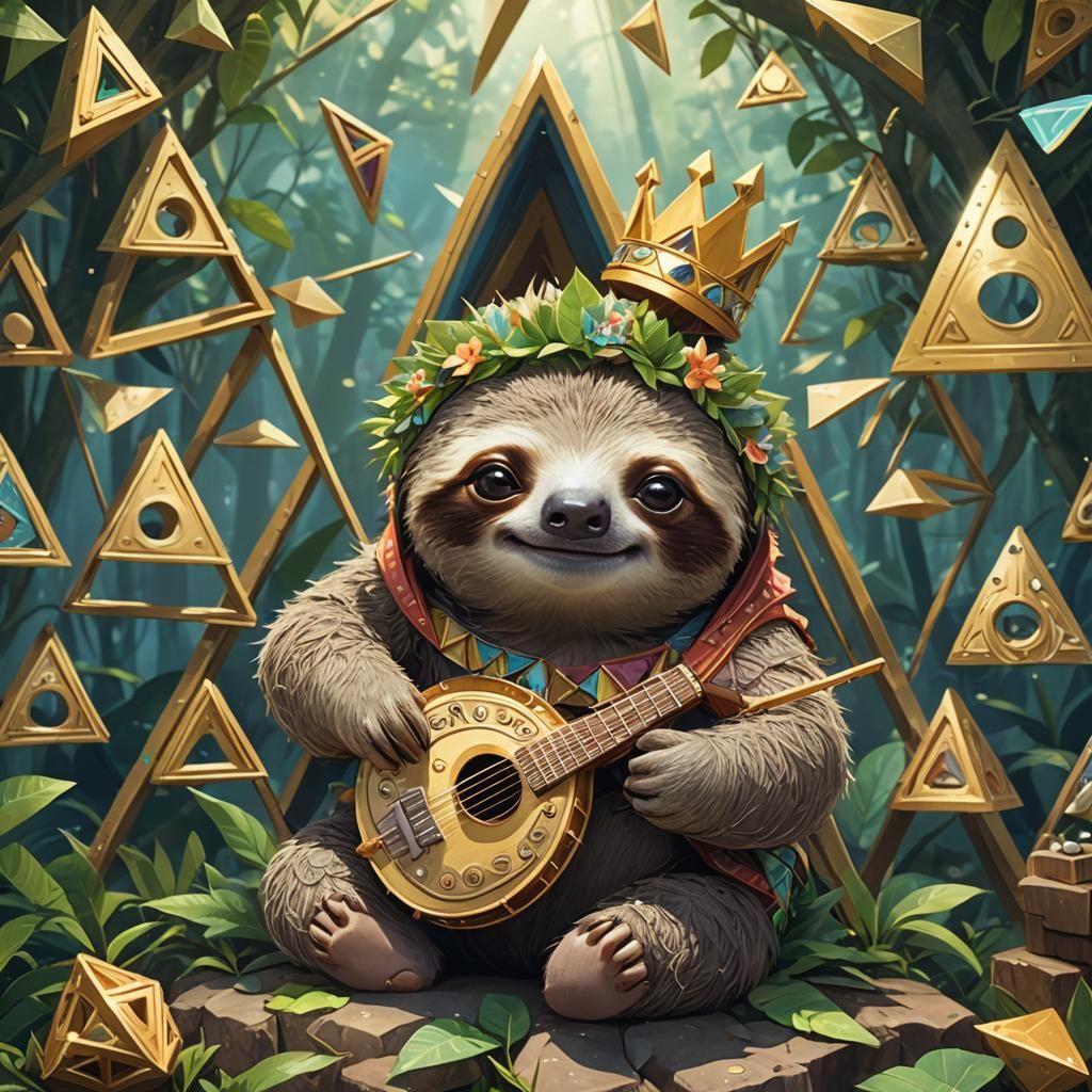 Cute Sloth with Triangle Crown, Anime Visual