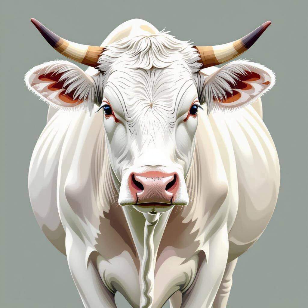 Vector Outline Of A Shiny White Brahman Cow