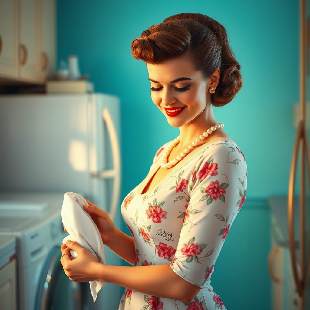 Perfection in Domesticity: A Stepford Wife's Serene Moment