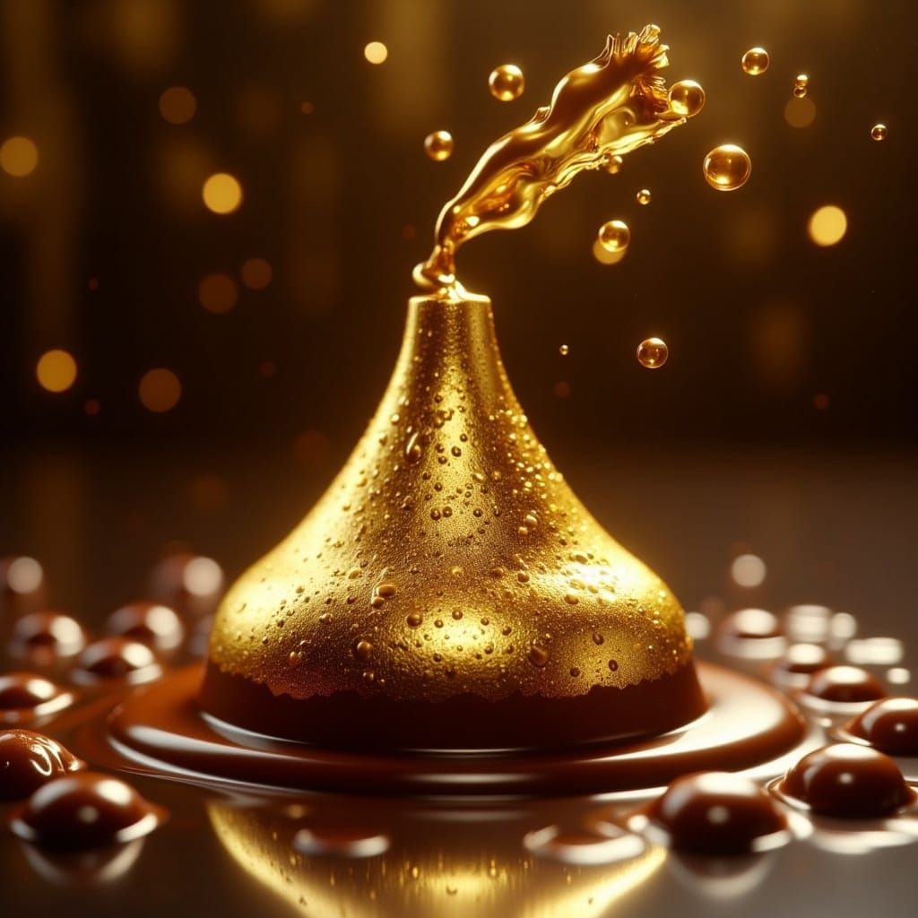 Melting Chocolate Kiss in Hyperrealistic Digital Art